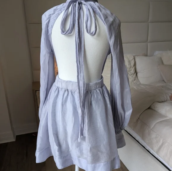 Zimmermann Lavender High-Neck Long-Sleeve Mini Dress - Picture 6 of 6